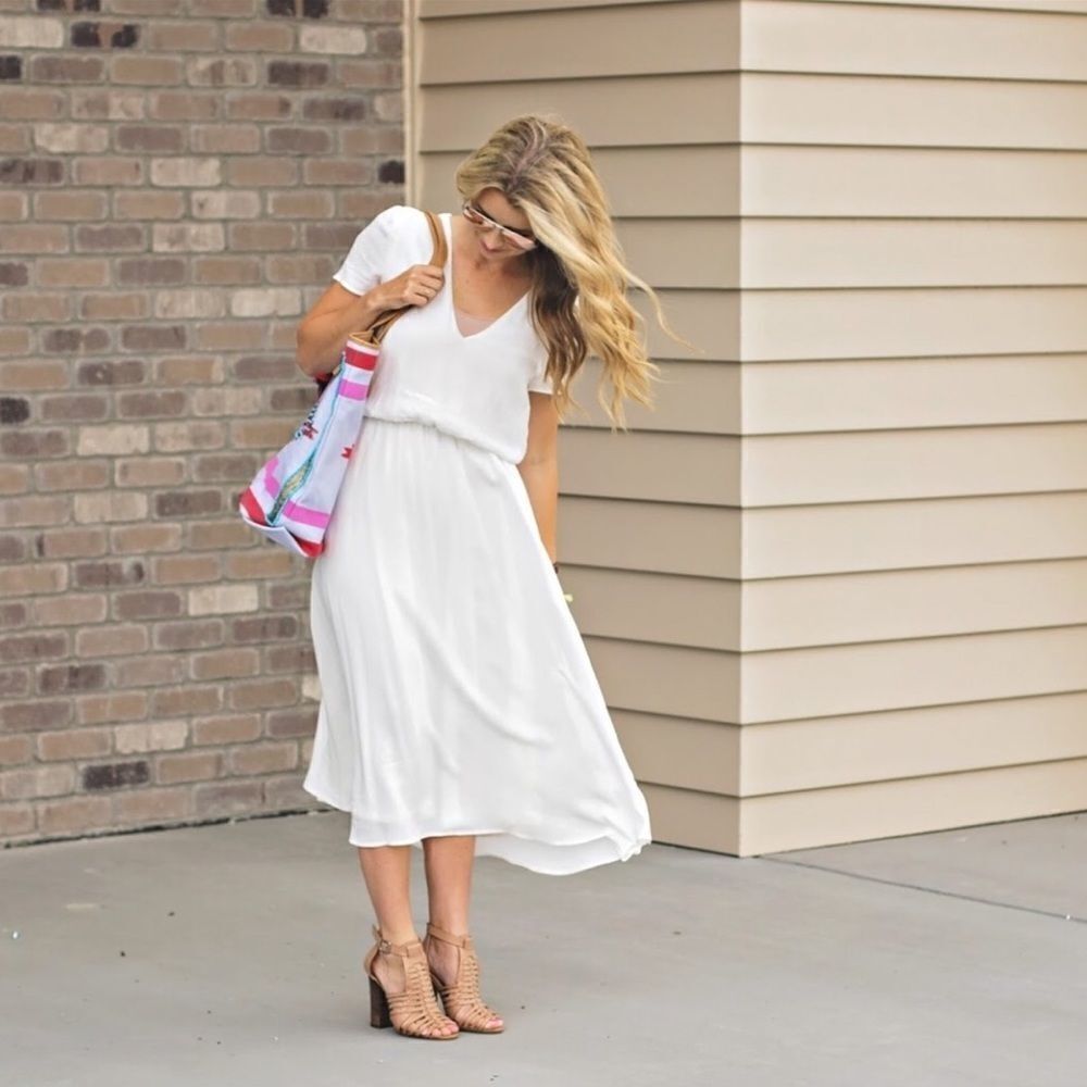 Wayf White Blouson Dress Size Small
